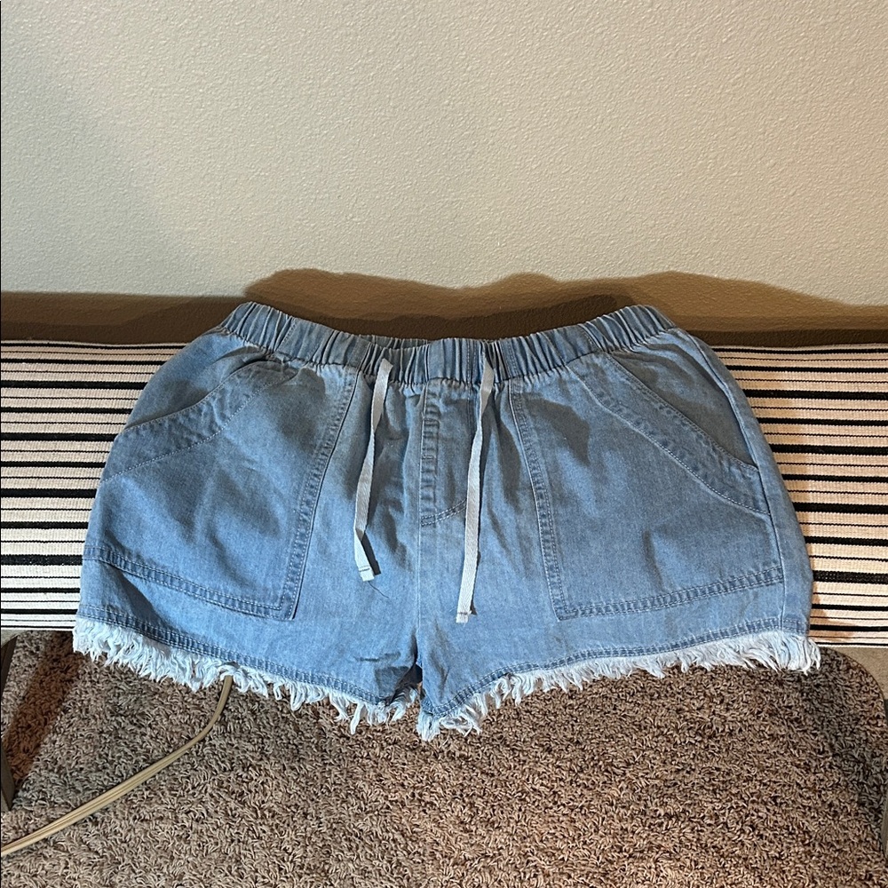 Casual Blue Denim Women Shorts